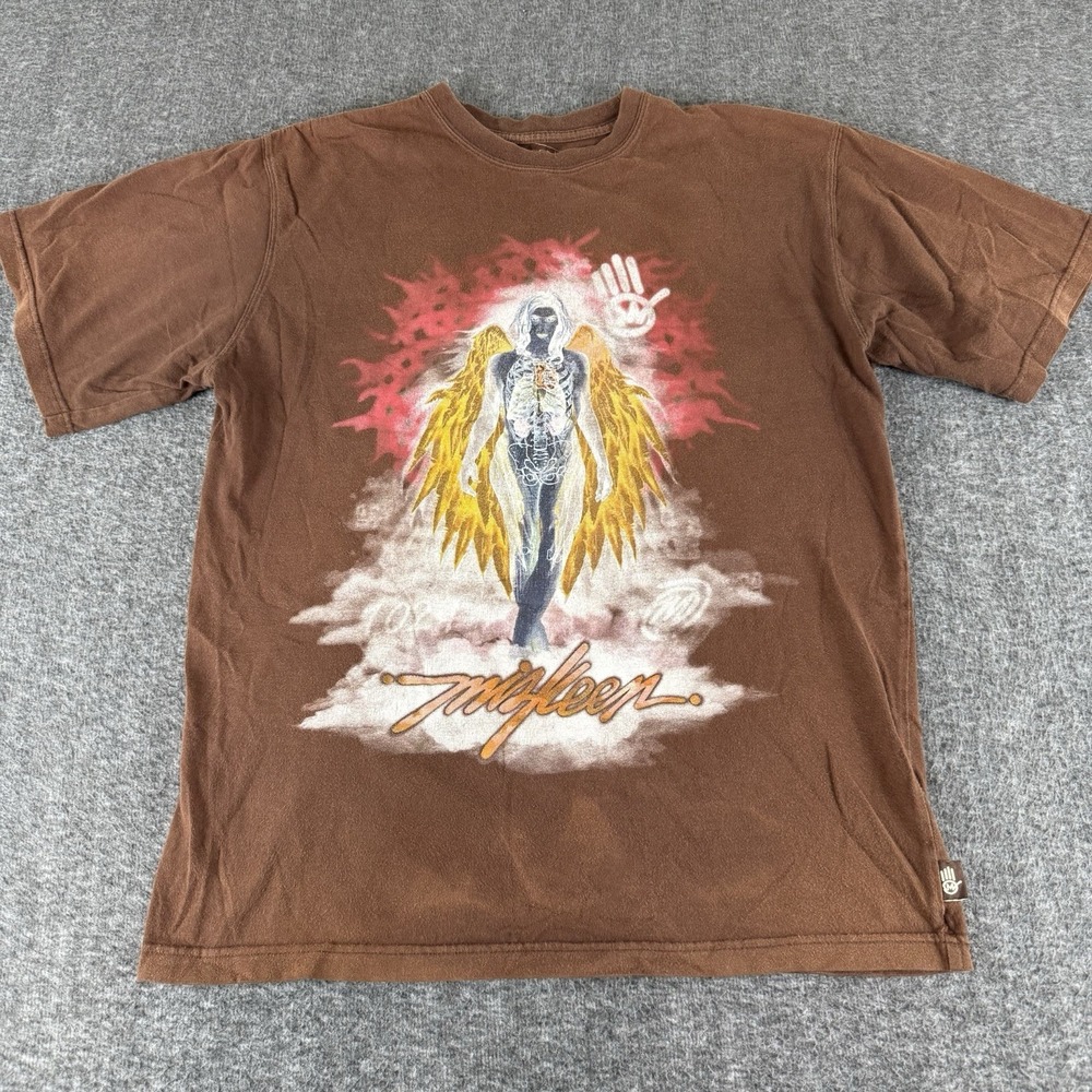 Miskeen Originals Graphic T Shirt Brown Angel Skeleton Wings Mens M